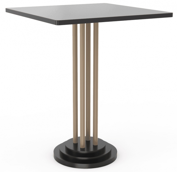 Table guéridon 282 Adico Structure: acier chromé, acier laqué; Couleur: aux choix personnalisable; Base pieds: fonte, ronde; Col