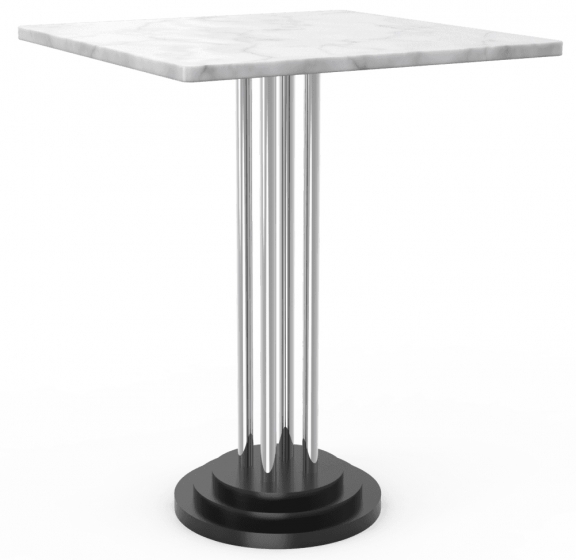 Table guéridon 282 Adico Structure: acier chromé, acier laqué; Couleur: aux choix personnalisable; Base pieds: fonte, ronde; Col