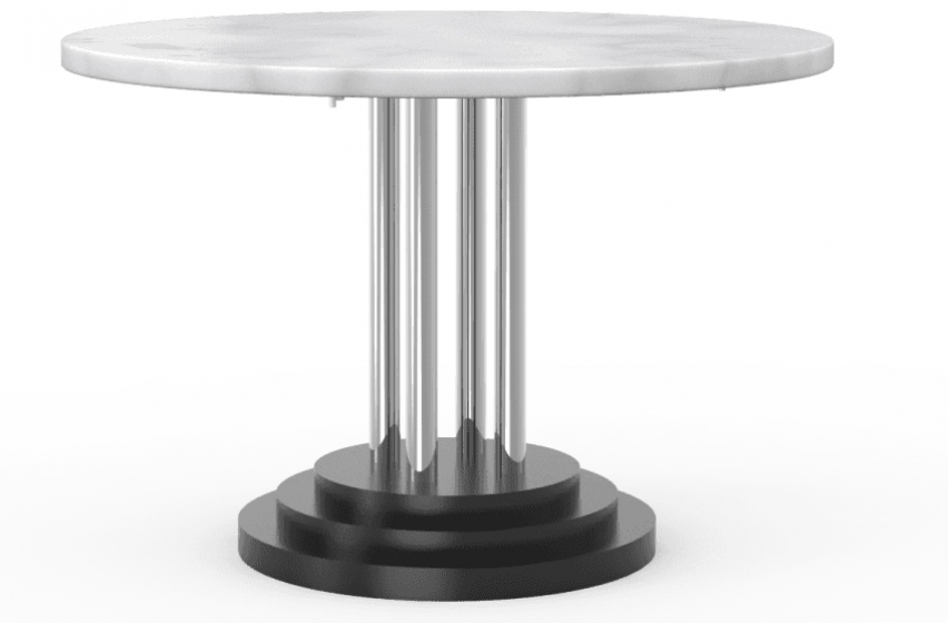 Table basse 282-B Adico Structure: acier chromé, acier laqué; Couleur: aux choix personnalisable; Base pieds: ronde; Colonne: in