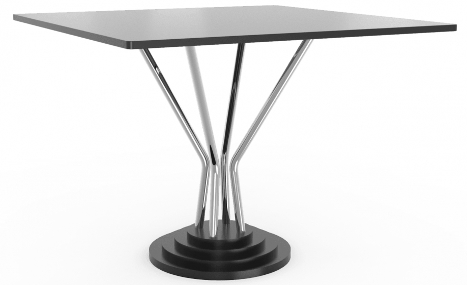 Table pied central 748-H Adico Structure: acier chromé, acier laqué; Couleur: aux choix personnalisable; Base pieds: fonte, rond