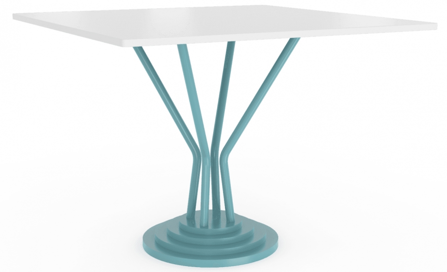 Table pied central 748-H Adico Structure: acier chromé, acier laqué; Couleur: aux choix personnalisable; Base pieds: fonte, rond