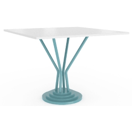 Table pied central 748-H Adico Structure: acier chromé, acier laqué; Couleur: aux choix personnalisable; Base pieds: fonte, rond