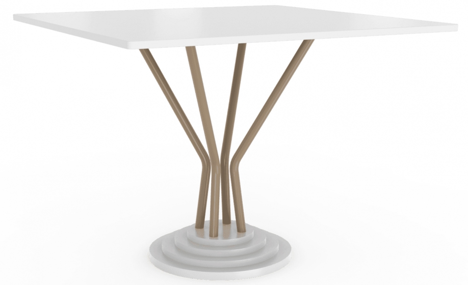 Table pied central 748-H Adico Structure: acier chromé, acier laqué; Couleur: aux choix personnalisable; Base pieds: fonte, rond