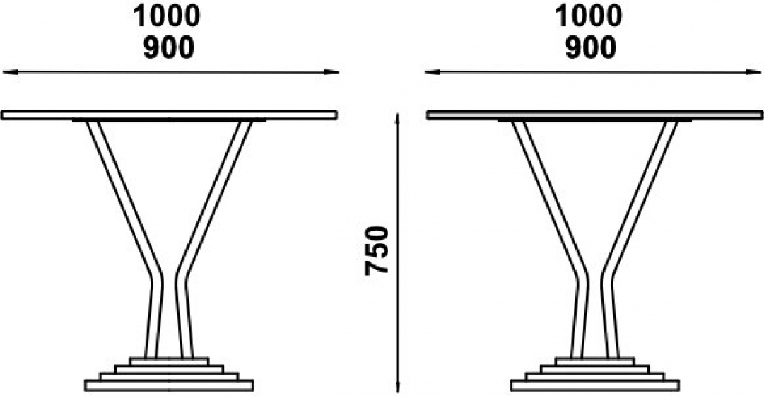 Table pied central 748-H Adico Structure: acier chromé, acier laqué; Couleur: aux choix personnalisable; Base pieds: fonte, rond