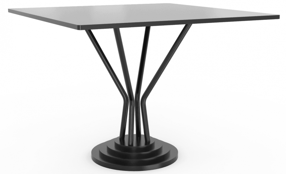 Table pied central 748-H Adico Structure: acier chromé, acier laqué; Couleur: aux choix personnalisable; Base pieds: fonte, rond