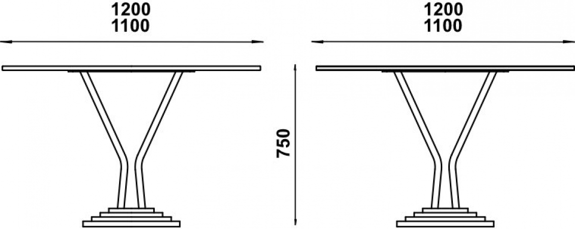 Table pied central 748-H Adico Structure: acier chromé, acier laqué; Couleur: aux choix personnalisable; Base pieds: fonte, rond