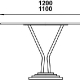 Table pied central 748-H Adico Structure: acier chromé, acier laqué; Couleur: aux choix personnalisable; Base pieds: fonte, rond