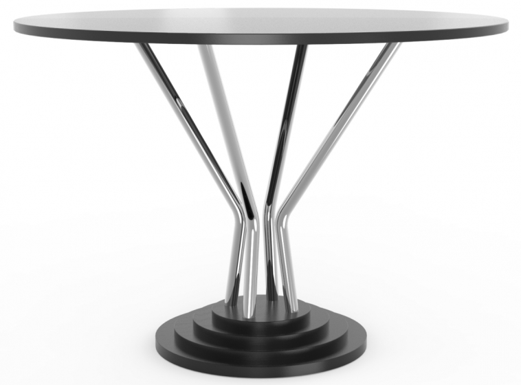 Table pied central 748-H Adico Structure: acier chromé, acier laqué; Couleur: aux choix personnalisable; Base pieds: fonte, rond