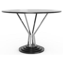 Table pied central 748-H Adico Structure: acier chromé, acier laqué; Couleur: aux choix personnalisable; Base pieds: fonte, rond