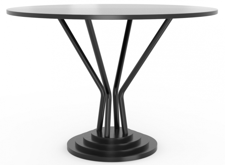 Table pied central 748-H Adico Structure: acier chromé, acier laqué; Couleur: aux choix personnalisable; Base pieds: fonte, rond