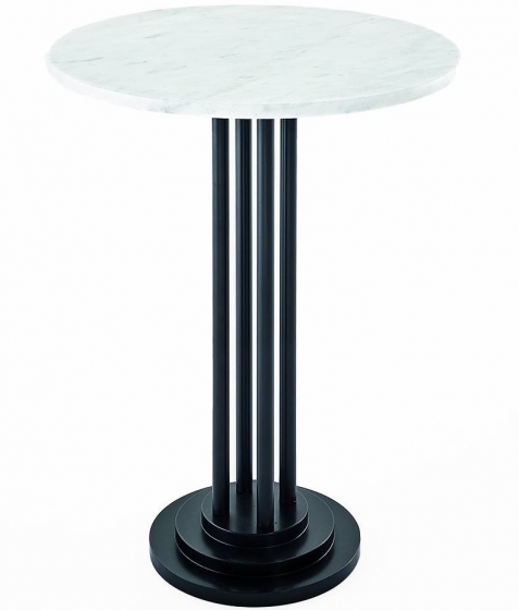 Table guéridon 282 Adico Structure: acier chromé, acier laqué; Couleur: aux choix personnalisable; Base pieds: fonte, ronde; Col